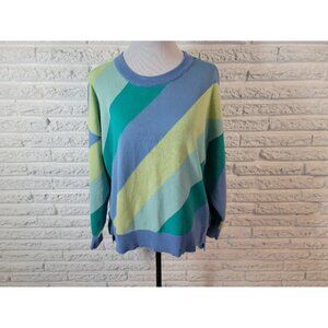 Time Tru Womens Sweater XXL 20 Plus Pullover Waffle Knit Stripe SWE24E